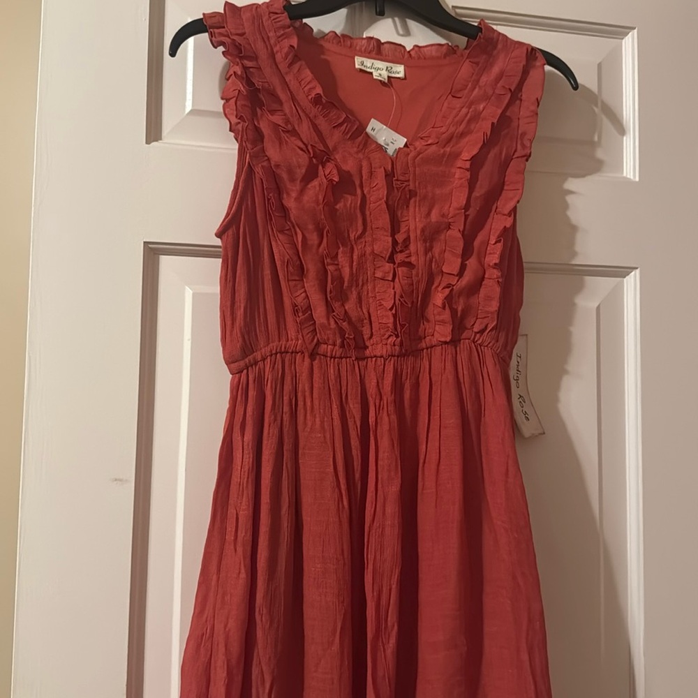 Elegant Coral Sleeveless Dress